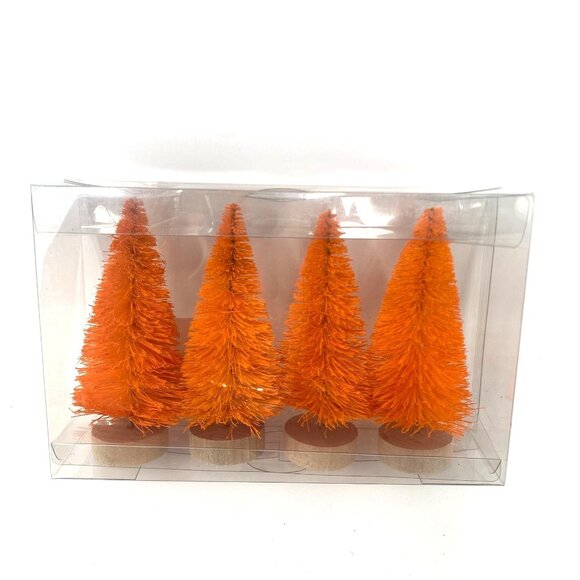 Target 4 Pk Orange Bottle Brush Tree Halloween Decorative Hyde & EEK! Boutique - Picture 1 of 7